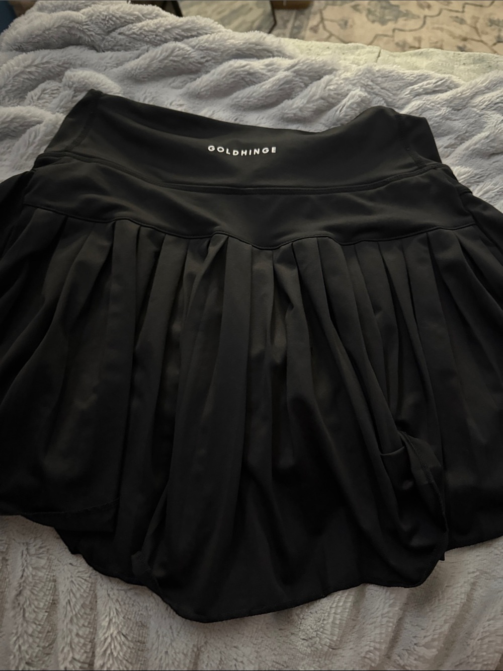 GoldHinge Black High-Low Pleated Skirt
